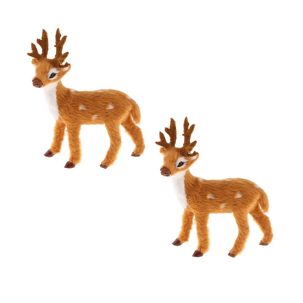 2Pcs Miniature Realistic Deer Figurine Statue Model Home Gift Decorative