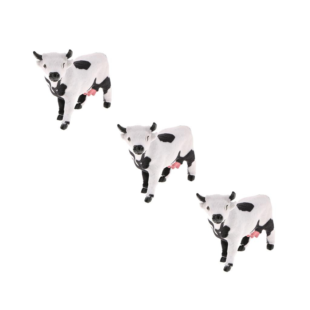 3Pcs Cow Statue Indoor Outdoor Garden Ornament Prop Model Figure Hunting