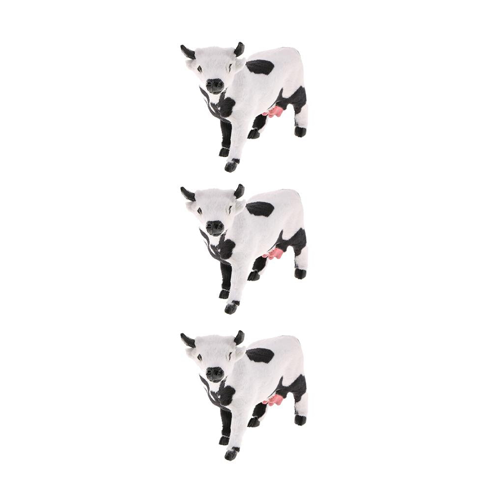 3Pcs Cow Statue Indoor Outdoor Garden Ornament Prop Model Figure Hunting