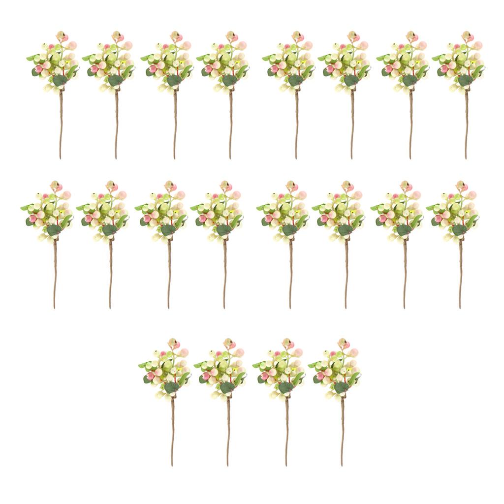 20x Plastic Artificial Fake Plant Fruit Berries Branches Home Decor Pink