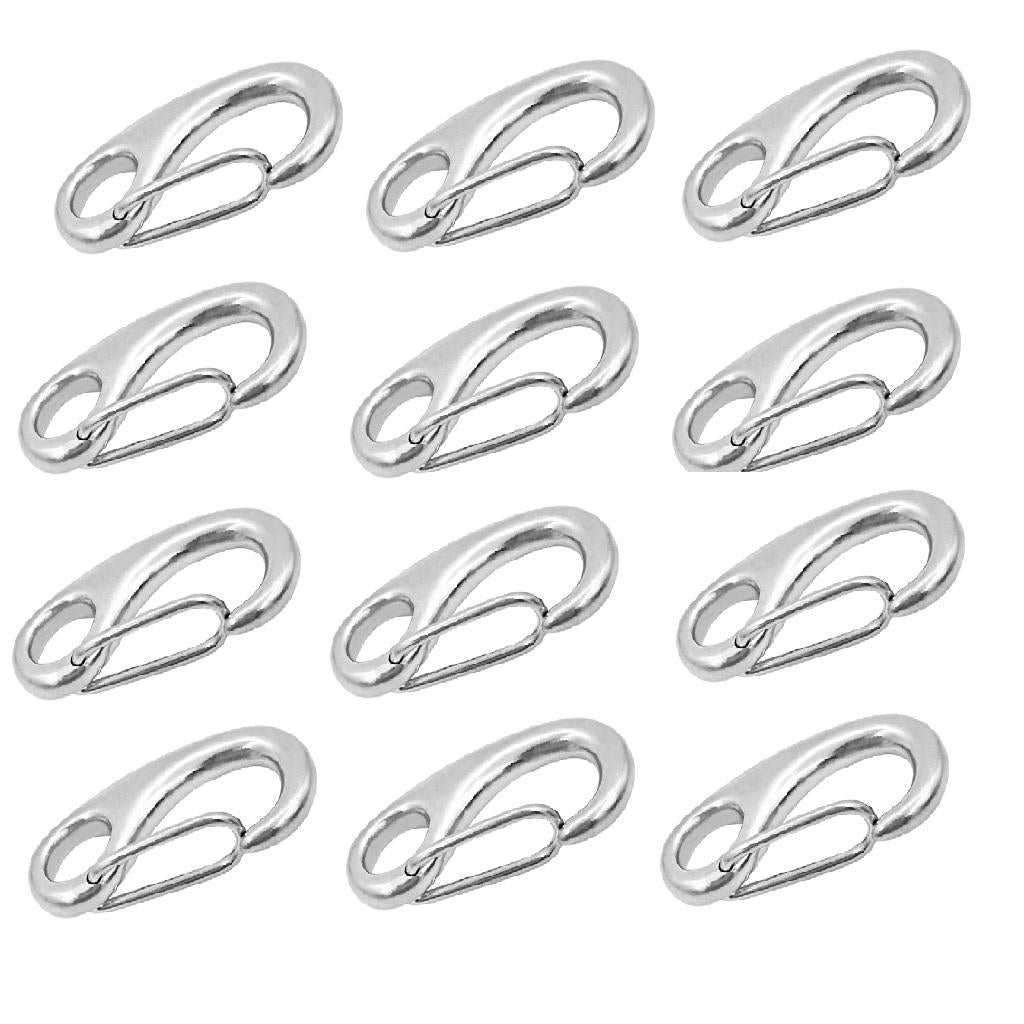 12pcs Marine 316 Stainless Steel Spring Snap Hooks Boat Anchor Rigging Clip