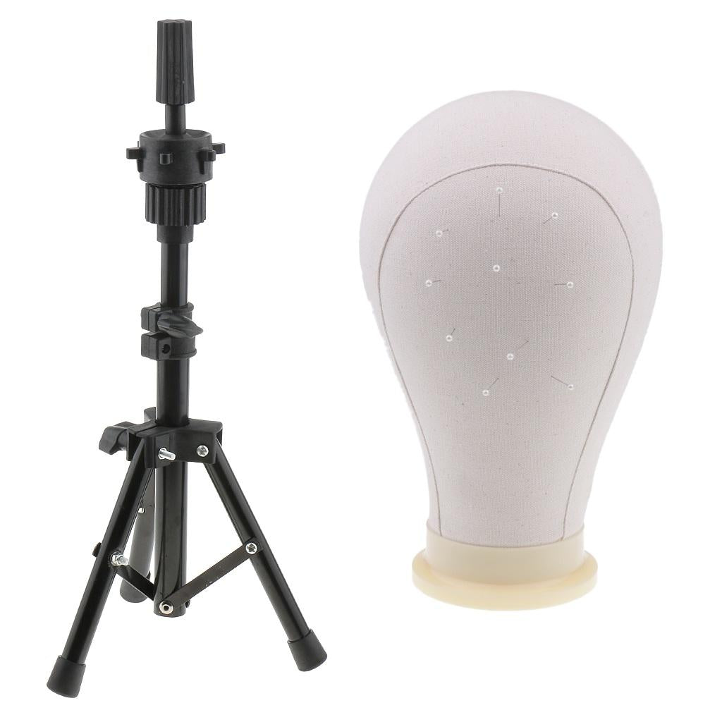 22'' Canvas Mannequin Head for Wigs Hat Making Display Holder Tripod Stand