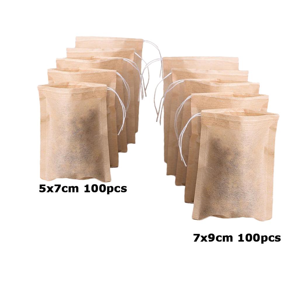 200 Pcs Empty Tea Filter Bags Loose Herbs Teabag with Drawstring 5x7 & 7x9cm