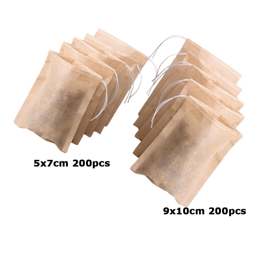 400Pcs Empty Tea Filter Bags Loose Herbs Teabag with Drawstring 5x7 & 9x10cm