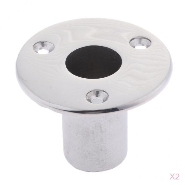 2pcs 1'' 90 Deg Round Base Stainless Steel Boat Handrail Fitting Flush Mount