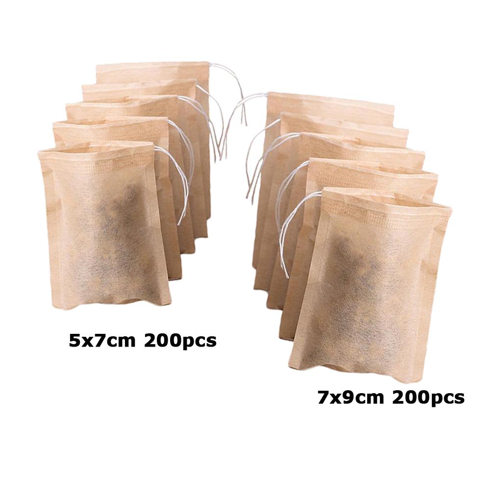 400 Pcs Empty Tea Filter Bags Loose Herbs Teabag with Drawstring 5x7 & 7x9cm