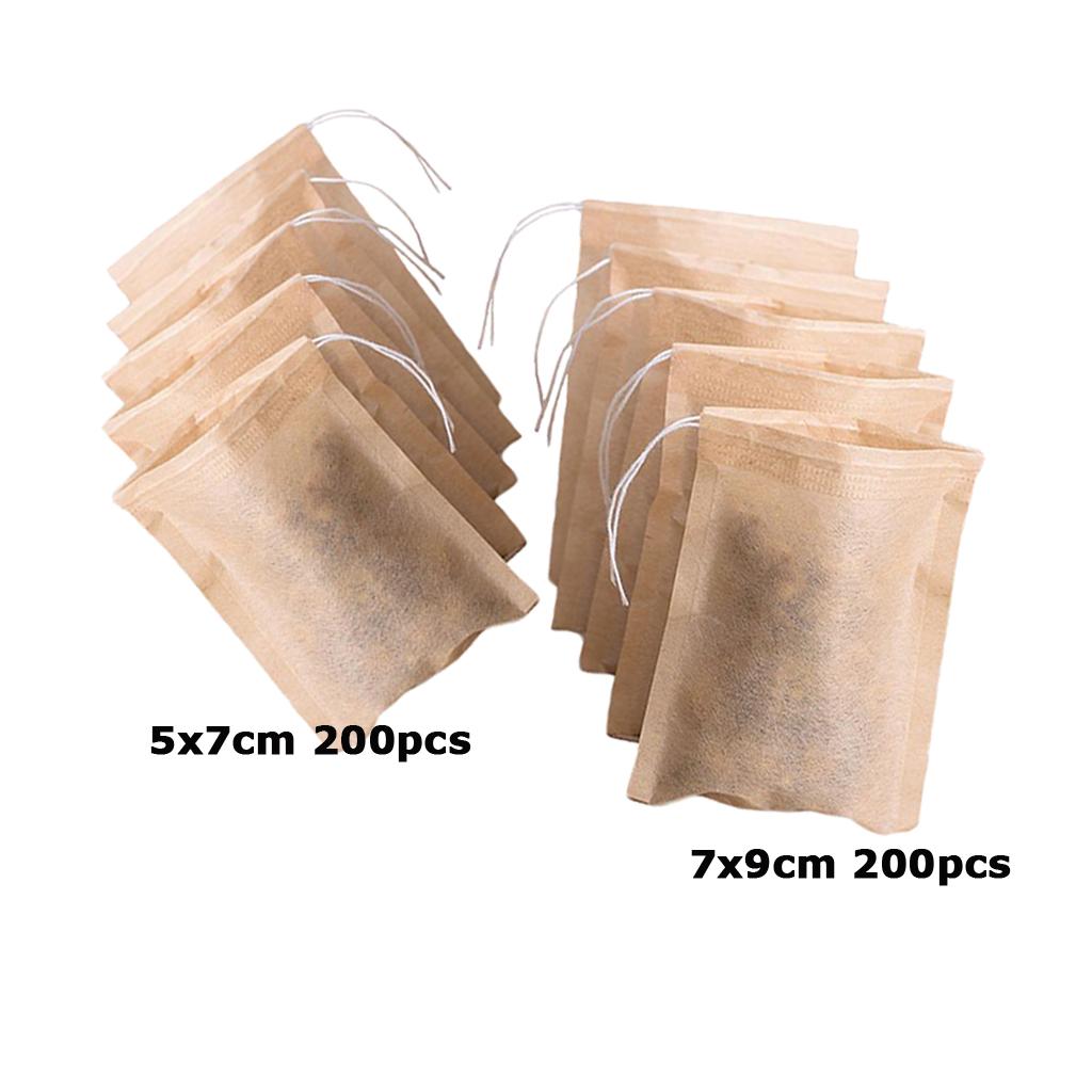 400 Pcs Empty Tea Filter Bags Loose Herbs Teabag with Drawstring 5x7 & 7x9cm