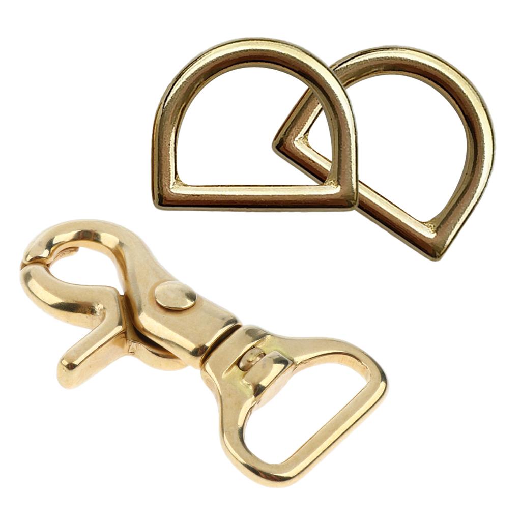 2 Sets Brass Lobster Clasp Hook Swivel Trigger Snap Hook & D Ring