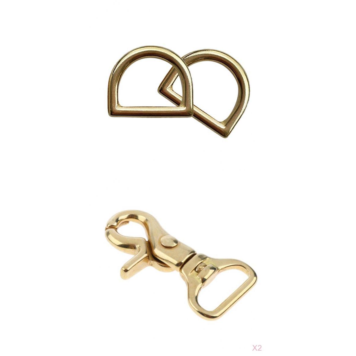 2 Sets Brass Lobster Clasp Hook Swivel Trigger Snap Hook & D Ring