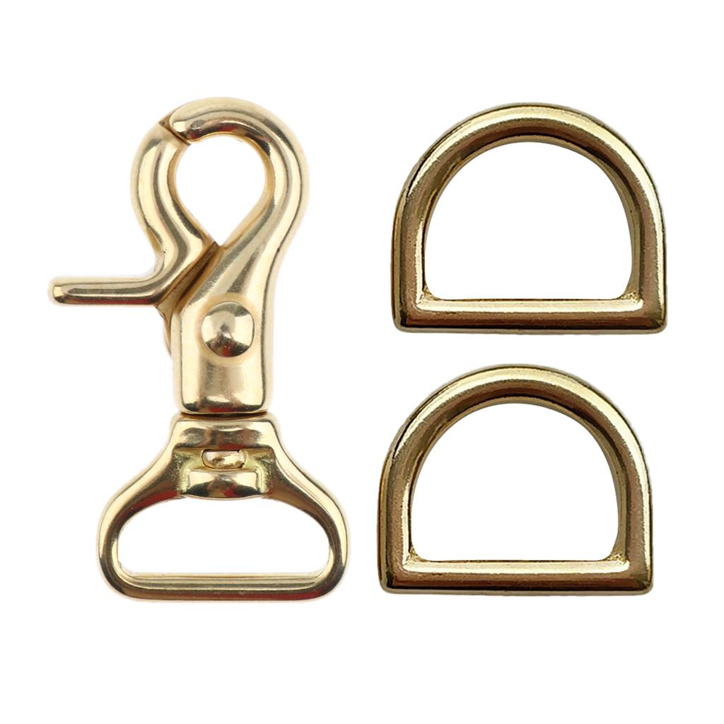 2 Sets Brass Lobster Clasp Hook Swivel Trigger Snap Hook & D Ring
