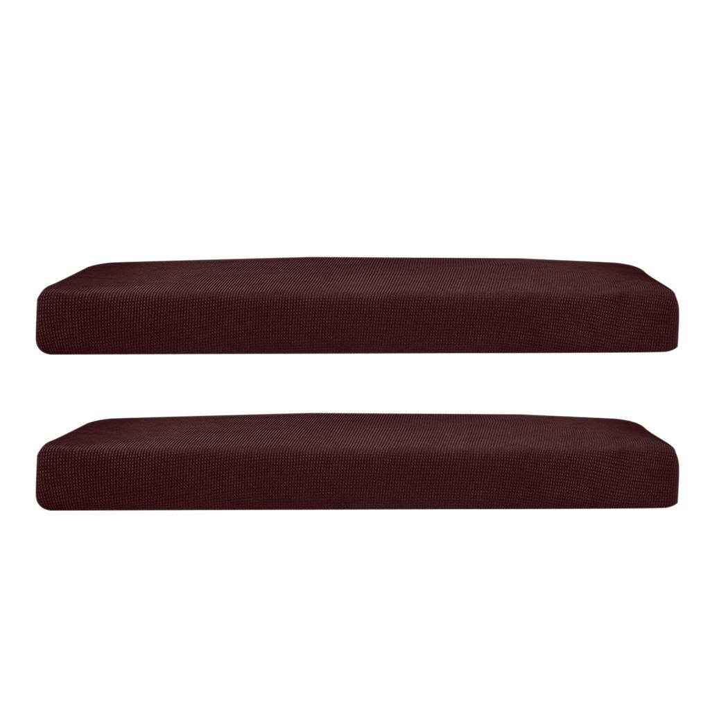 2Pcs Sofa Futon Seat Cushion Cover Couch Slipcover Dark Brown _Size L