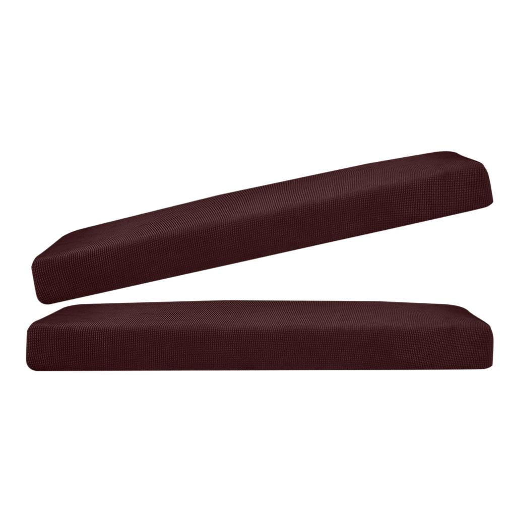 2Pcs Sofa Futon Seat Cushion Cover Couch Slipcover Dark Brown _Size L