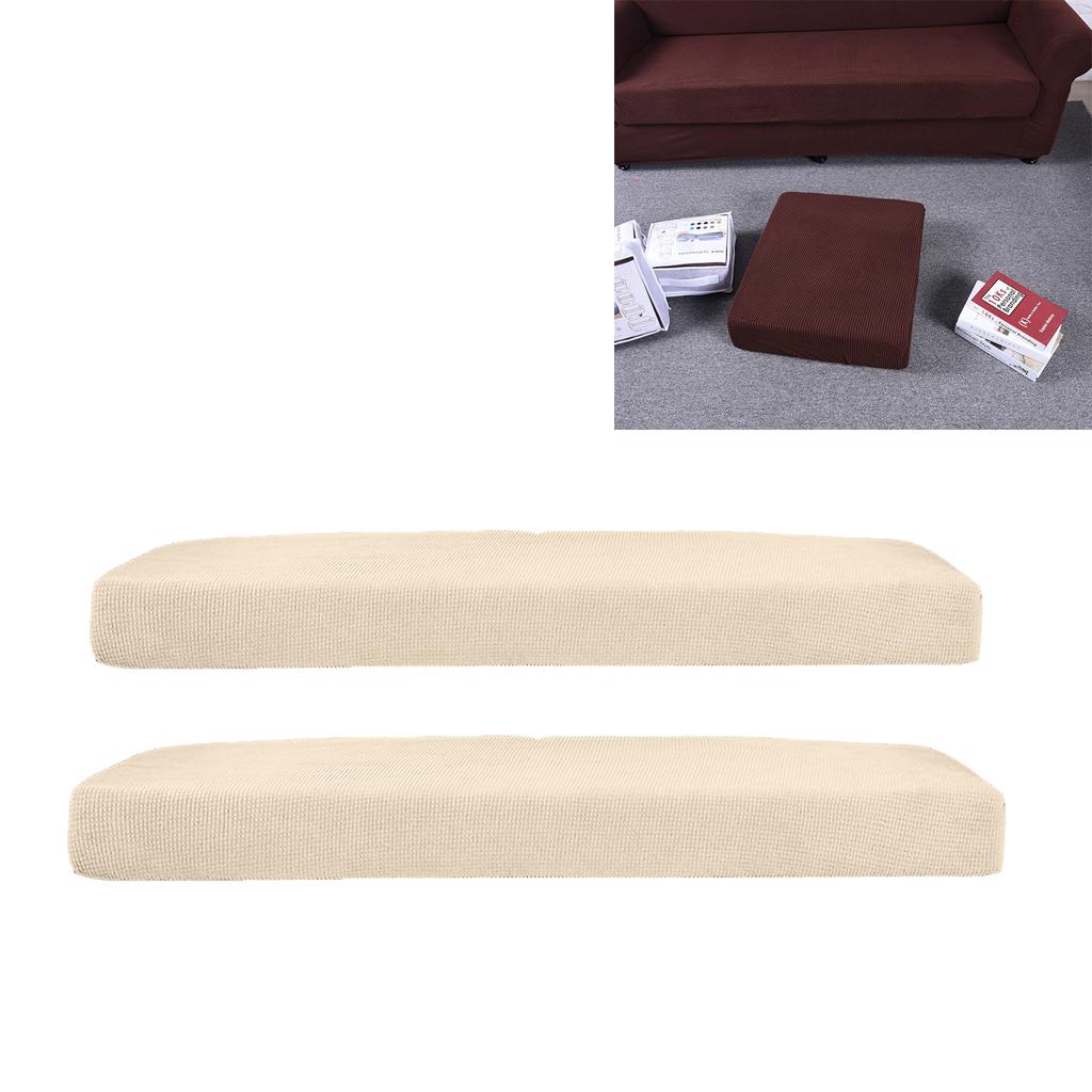 2Pcs Sofa Futon Seat Cushion Cover Couch Slipcover Protector Cream_Size L