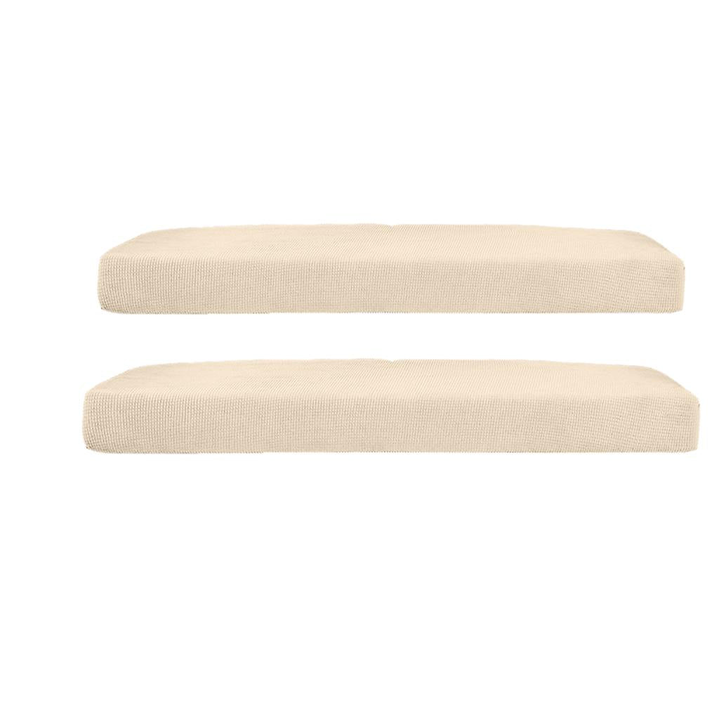 2Pcs Sofa Futon Seat Cushion Cover Couch Slipcover Protector Cream_Size L