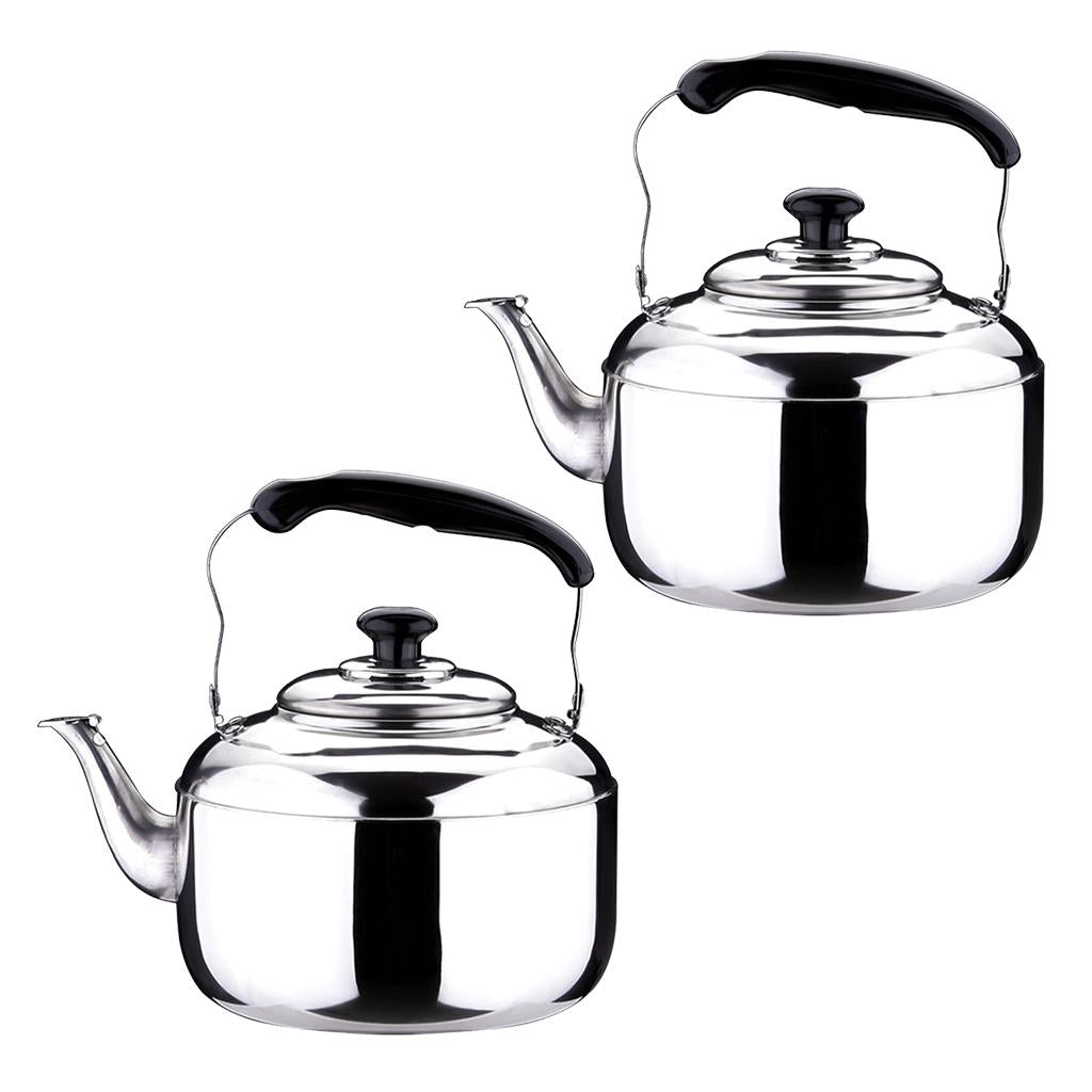 2pcs Stainless Steel Whistling Tea Kettle Coffee Kitchen Stovetop Induction