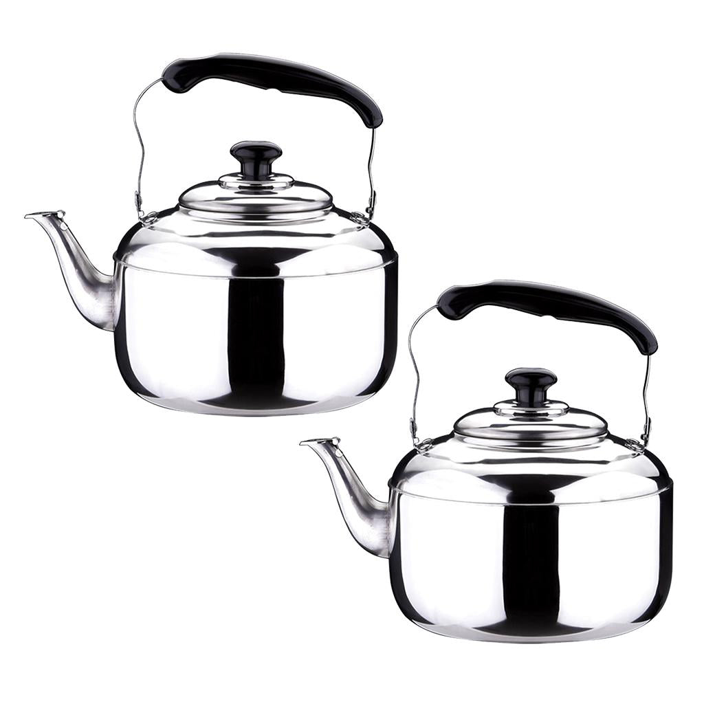 2pcs Stainless Steel Whistling Tea Kettle Coffee Kitchen Stovetop Induction