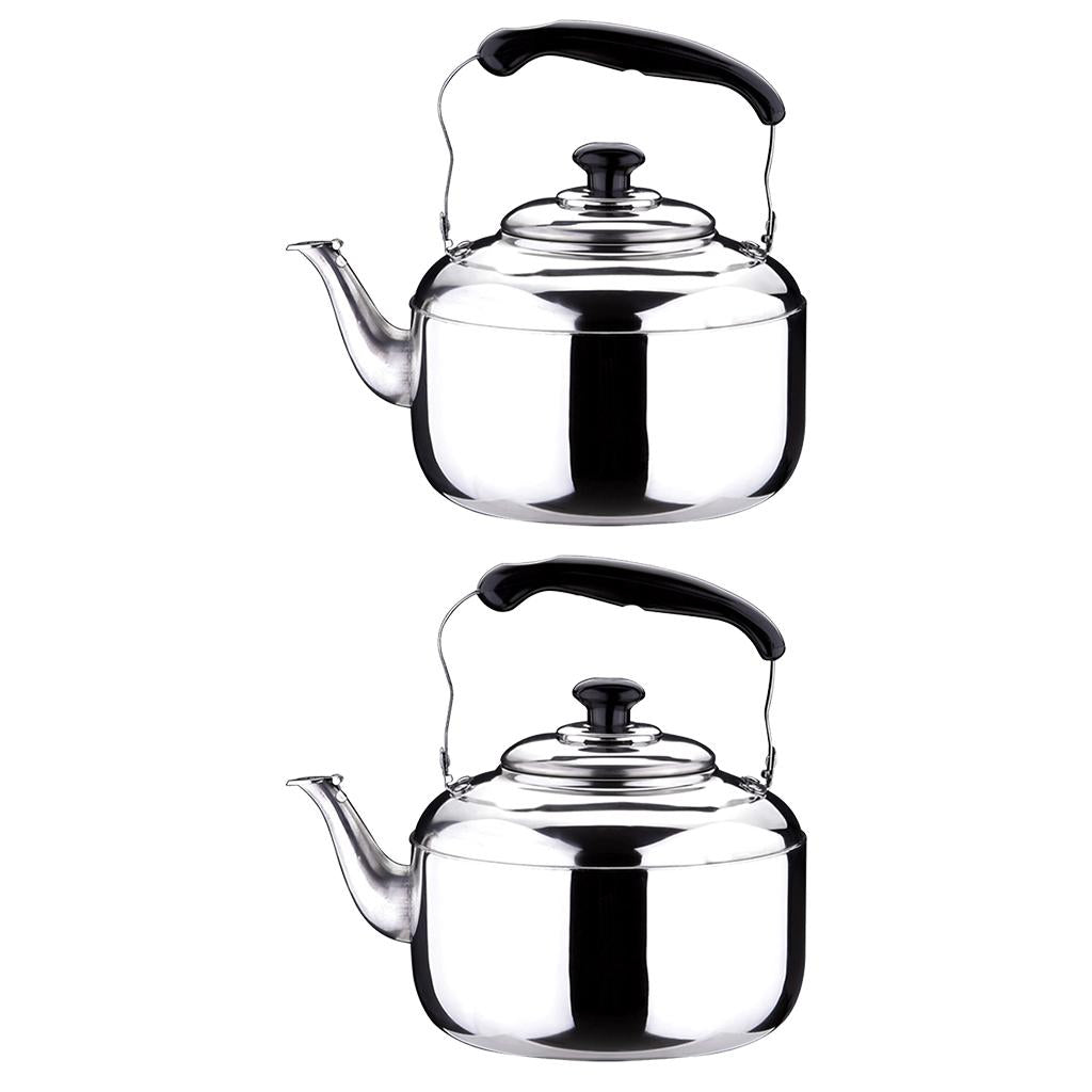 2pcs Stainless Steel Whistling Tea Kettle Coffee Kitchen Stovetop Induction