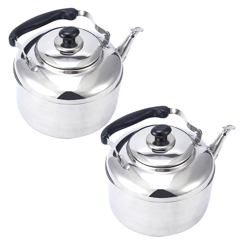 2pcs Stainless Steel Whistling Tea Kettle Coffee Kitchen Stovetop Induction