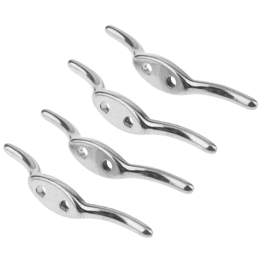 4Pcs Stainless Steel Rope Cleat Deck Mooring Marine Line Flag Anchor 67mm