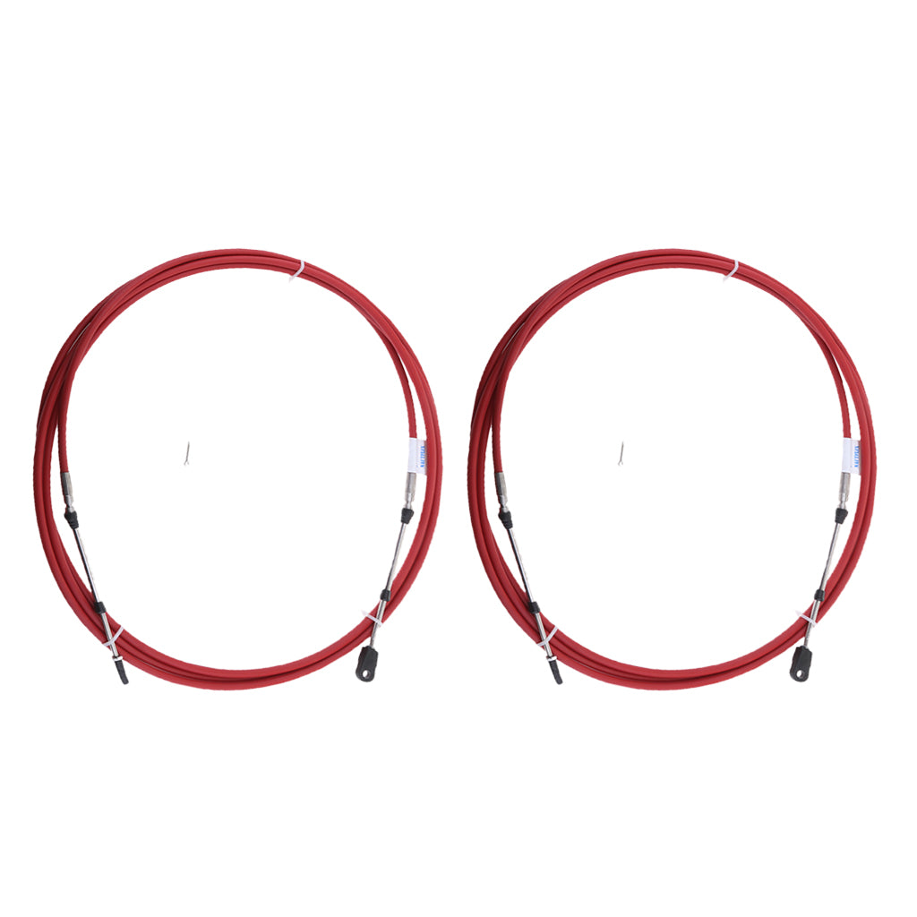 2Pcs 23Ft Throttle Shift Control Cable for Yamaha Outboard Boat Motor Red
