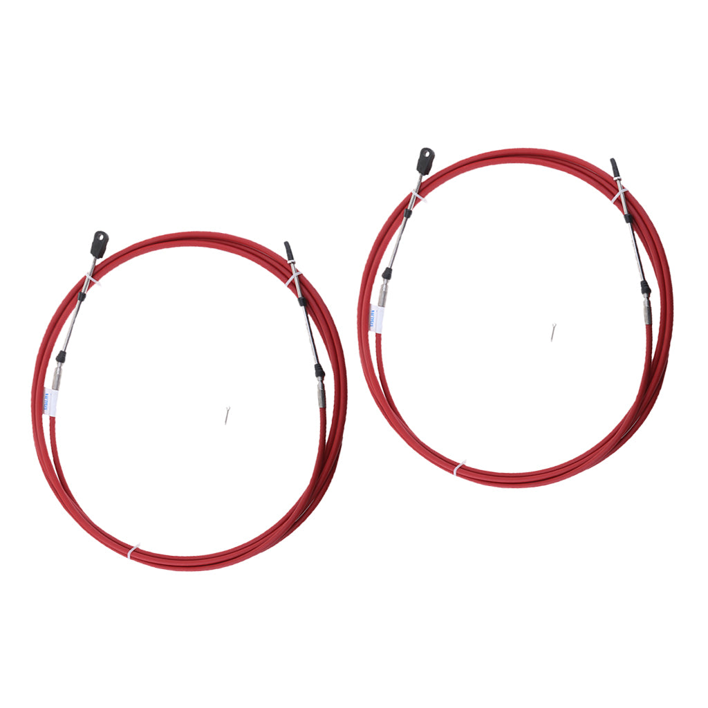 2Pcs 23Ft Throttle Shift Control Cable for Yamaha Outboard Boat Motor Red
