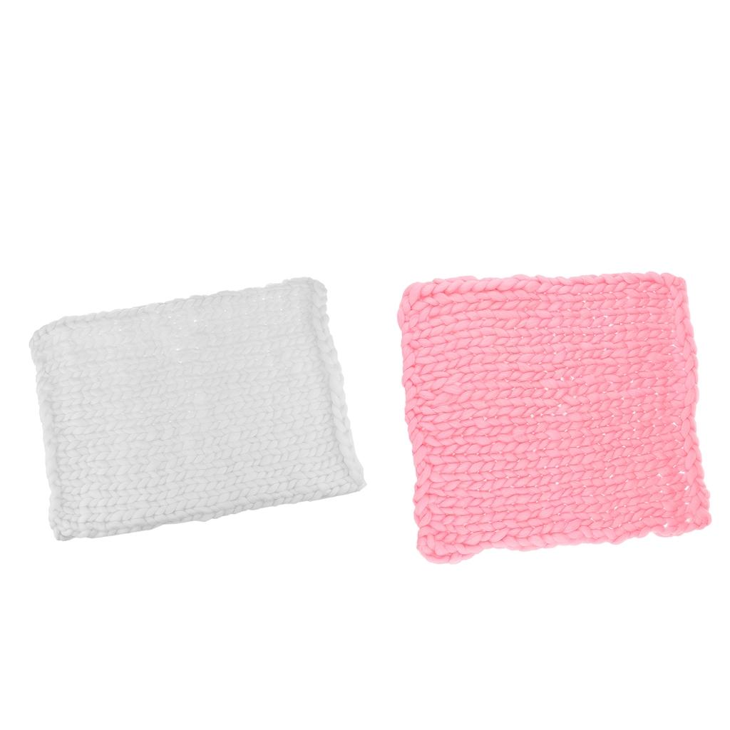 2Pcs Newborn Baby Kids Photography Props Photo Braid Knitting Wool Blanket