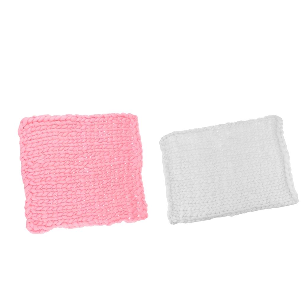2Pcs Newborn Baby Kids Photography Props Photo Braid Knitting Wool Blanket