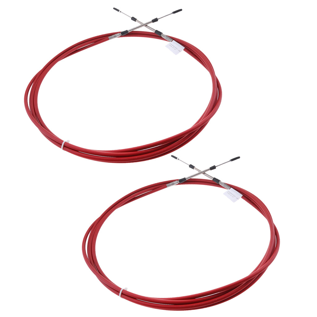 2pcs Red Throttle Shift Remote Control Box Cable for Yamaha Outboard 17 FT