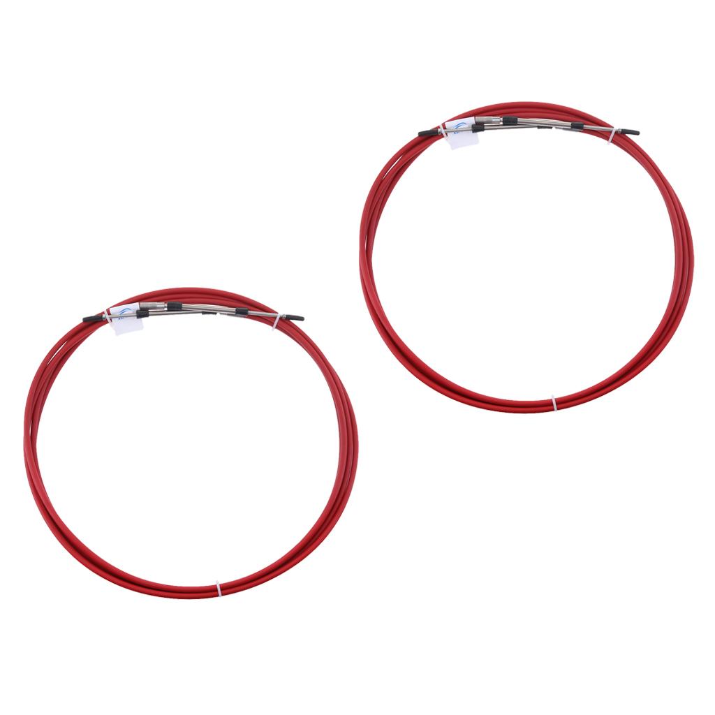 2pcs Red Throttle Shift Remote Control Box Cable for Yamaha Outboard 21 FT