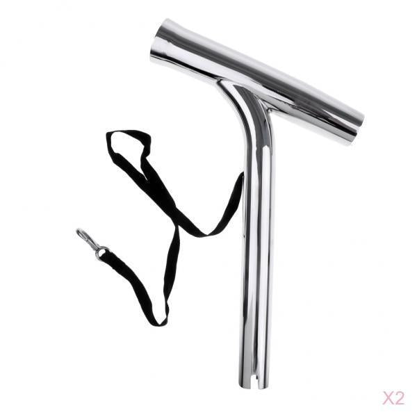 2pcs Stainless Steel Outrigger Boat Fishing Rod Holder Pole Tube with Strap