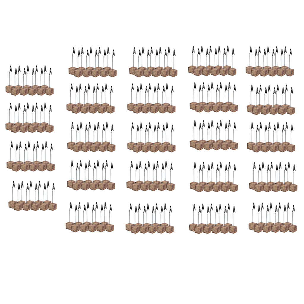 240x Rustic Fire Scar Wooden Base Wire Photo Clip Wedding Table Card Holder