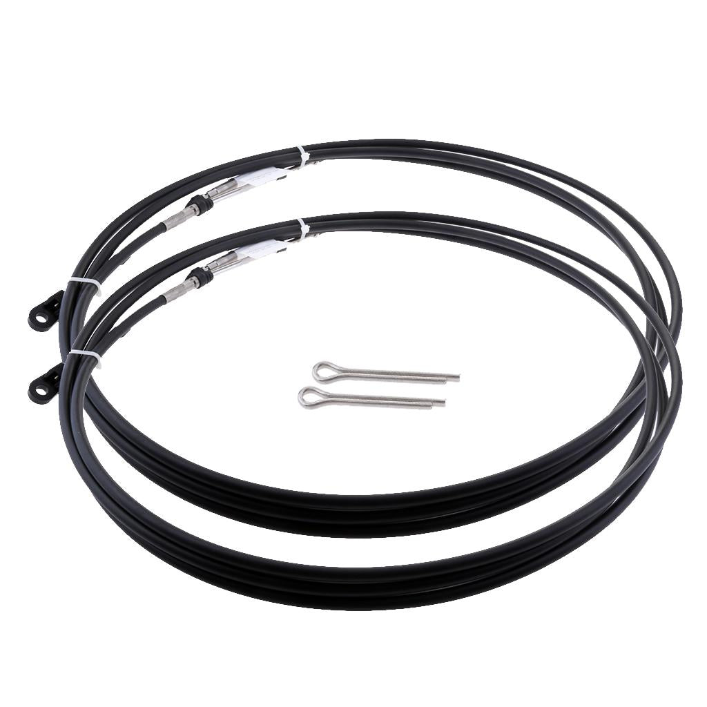 2pcs Universal Throttle Cable Black for Marine Boat Motor Control Lever 15FT