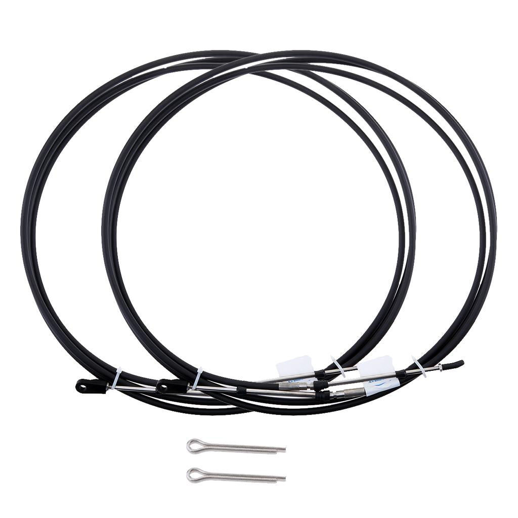 2pcs Universal Throttle Cable Black for Marine Boat Motor Control Lever 17FT