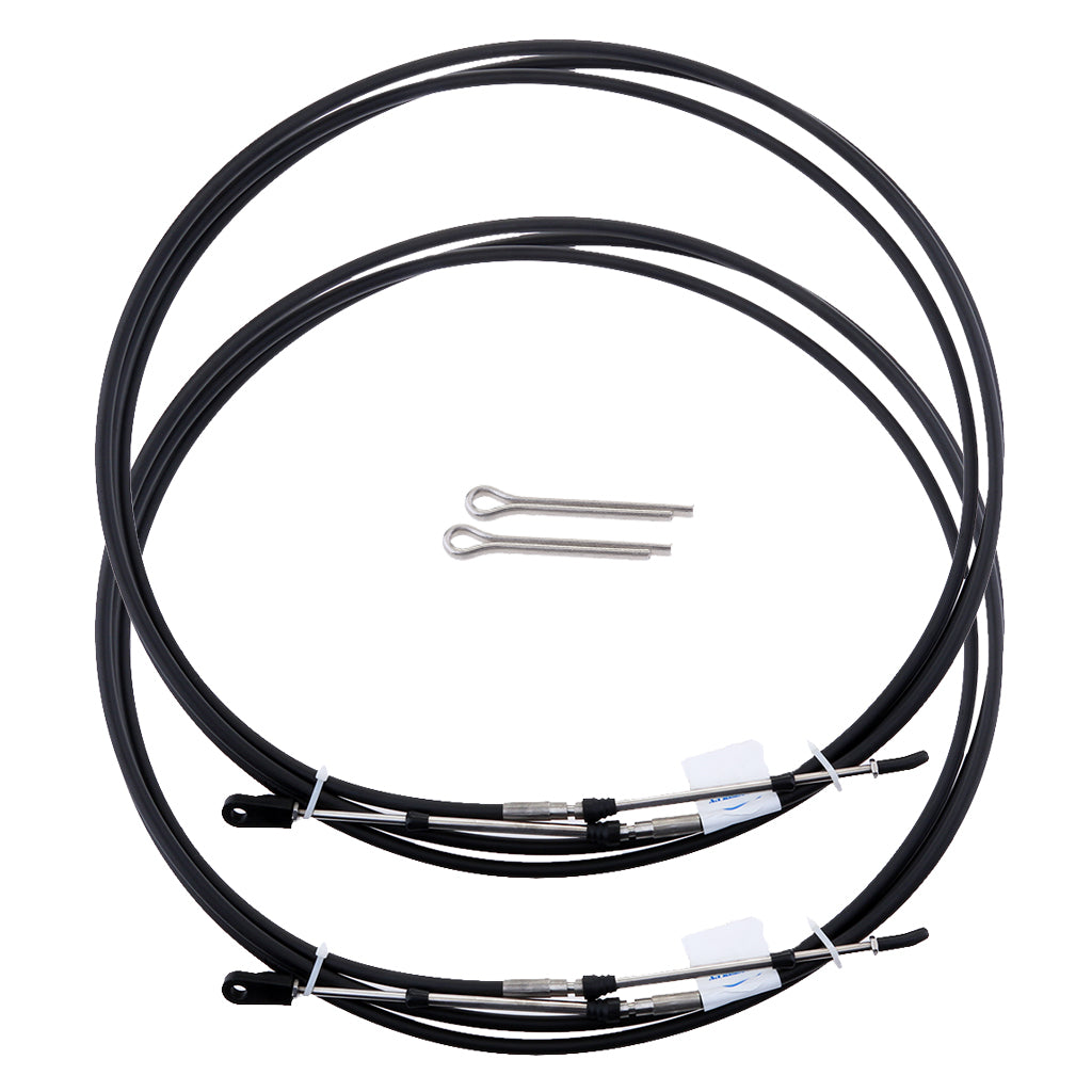 2pcs Universal Throttle Cable Black for Marine Boat Motor Control Lever 18FT