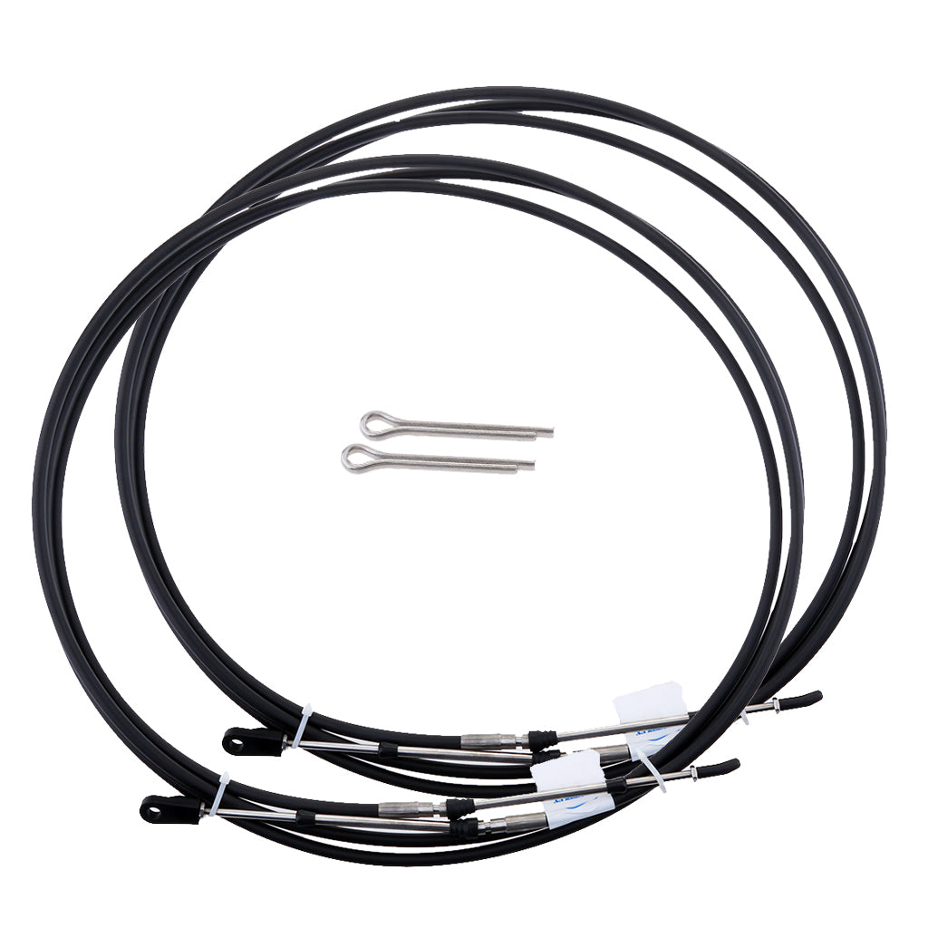 2pcs Universal Throttle Cable Black for Marine Boat Motor Control Lever 18FT