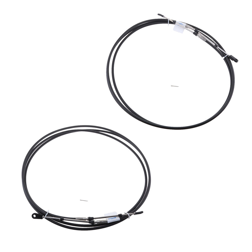 2pcs Universal Throttle Cable Black for Marine Boat Motor Control Lever 19FT