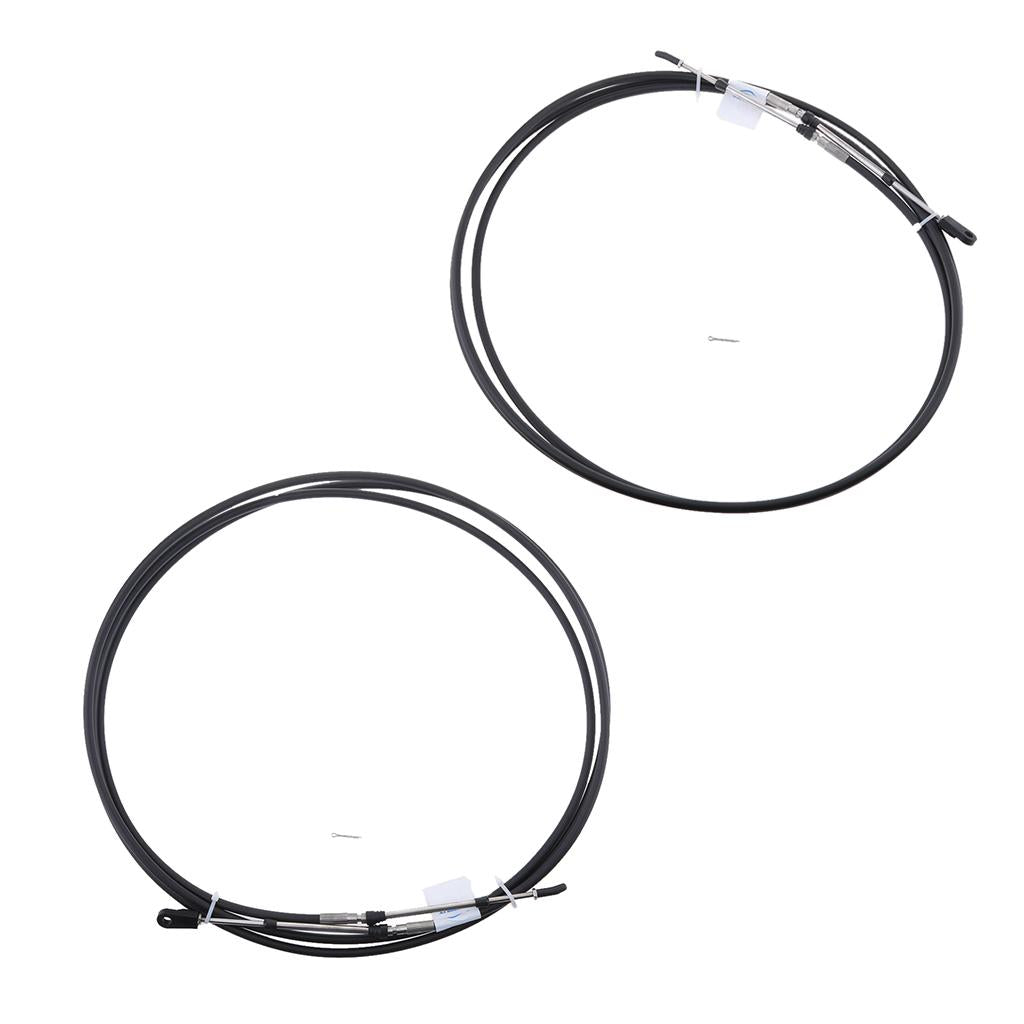 2pcs Universal Throttle Cable Black for Marine Boat Motor Control Lever 20FT