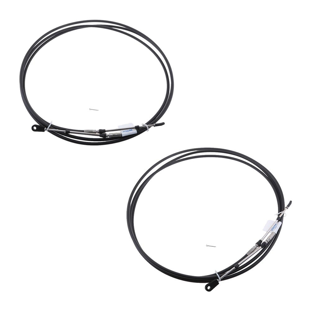 2pcs Universal Throttle Cable Black for Marine Boat Motor Control Lever 20FT