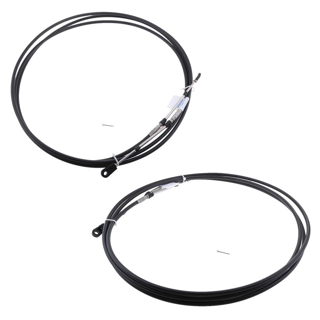 2pcs Universal Throttle Cable Black for Marine Boat Motor Control Lever 21FT