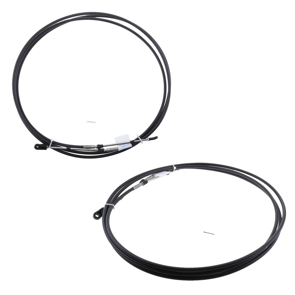 2pcs Universal Throttle Cable Black for Marine Boat Motor Control Lever 21FT