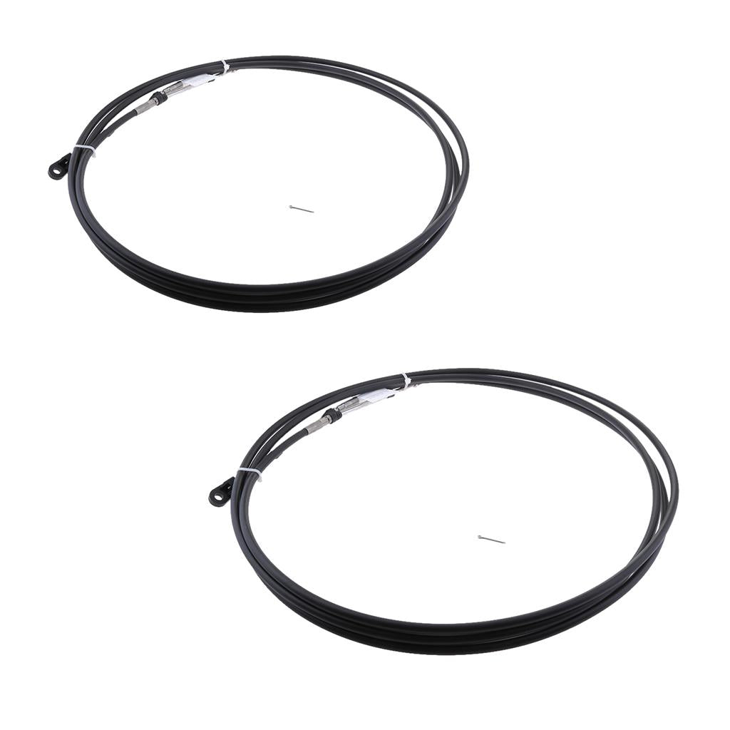 2pcs Universal Throttle Cable Black for Marine Boat Motor Control Lever 26FT