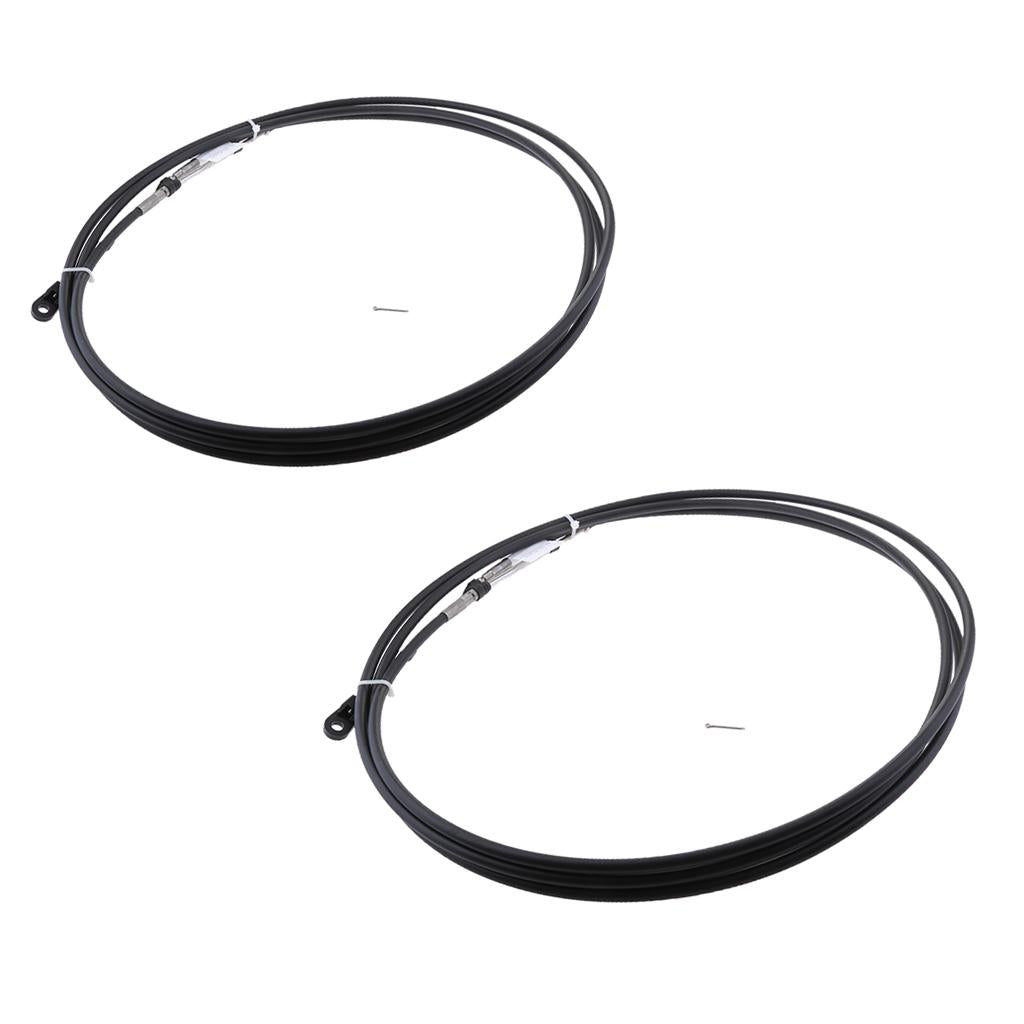 2pcs Universal Throttle Cable Black for Marine Boat Motor Control Lever 26FT