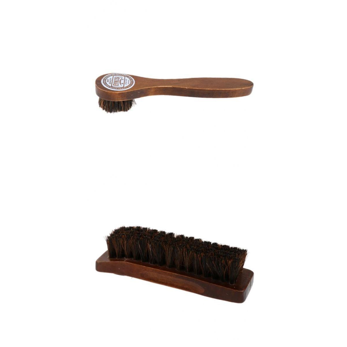2x Long Wood Handle Bristle Horse Hair Brush Shoe Boot Polish Shine Cleaning