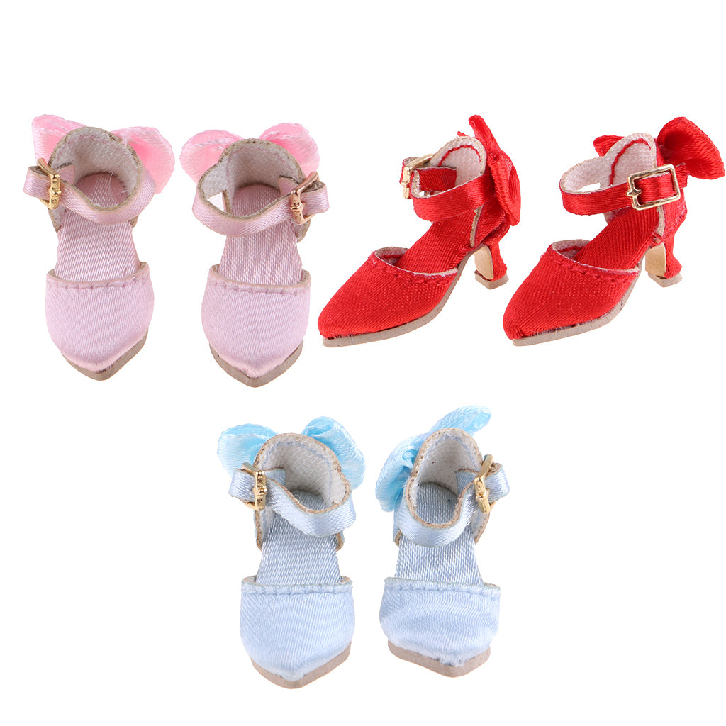 3 Pairs Pointed Toe Shoes High Heels Outfit for 1/6 Blythe Doll Accessories