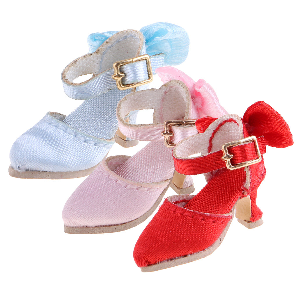 3 Pairs Pointed Toe Shoes High Heels Outfit for 1/6 Blythe Doll Accessories