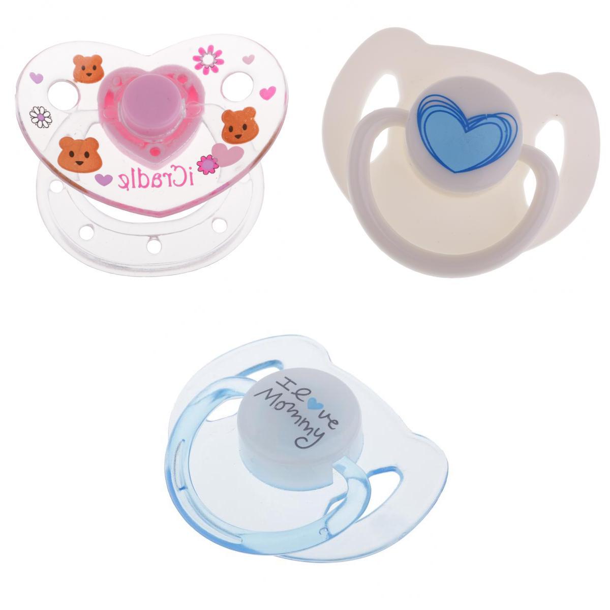 3 Pieces Cute Dummy Cartoon Magnetic Pacifier for Reborn Baby Supplies