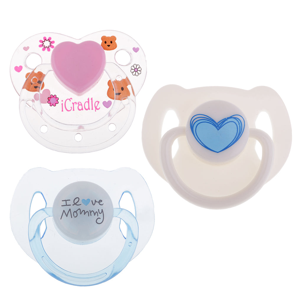3 Pieces Cute Dummy Cartoon Magnetic Pacifier for Reborn Baby Supplies