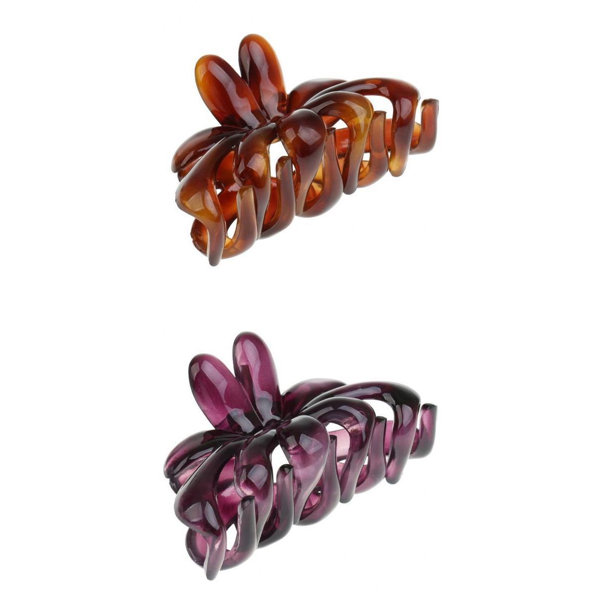 2 Pieces Large Floral Acrylic Hair Claw Grips Clip Clamp Accessories