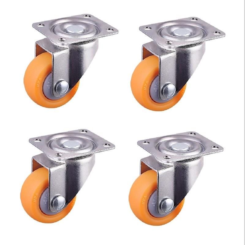 4 x Nylon Swivel Caster Wheels Plate Caster for Trolleys Orange 32mm 17kg