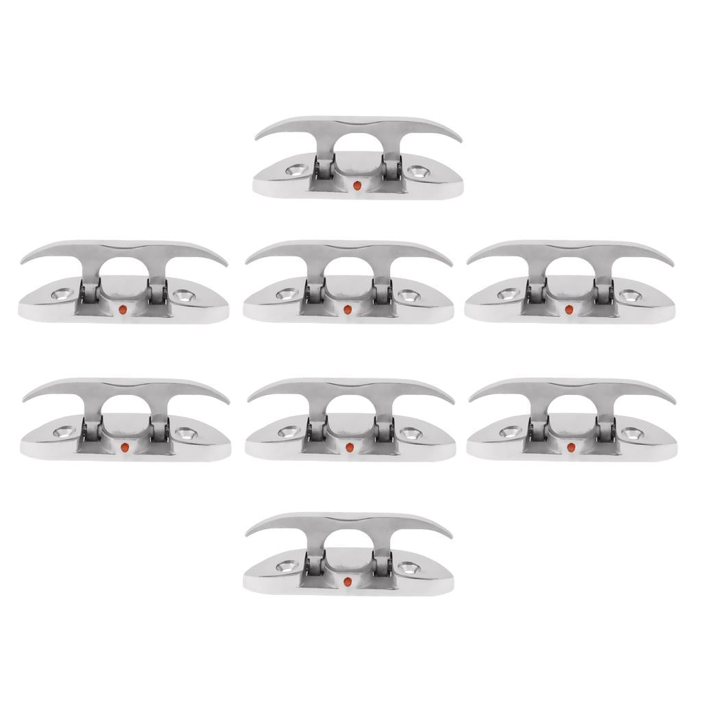 8 Pieces Folding Cleat Mount Marine Boat Hardware Stainless Steel 316